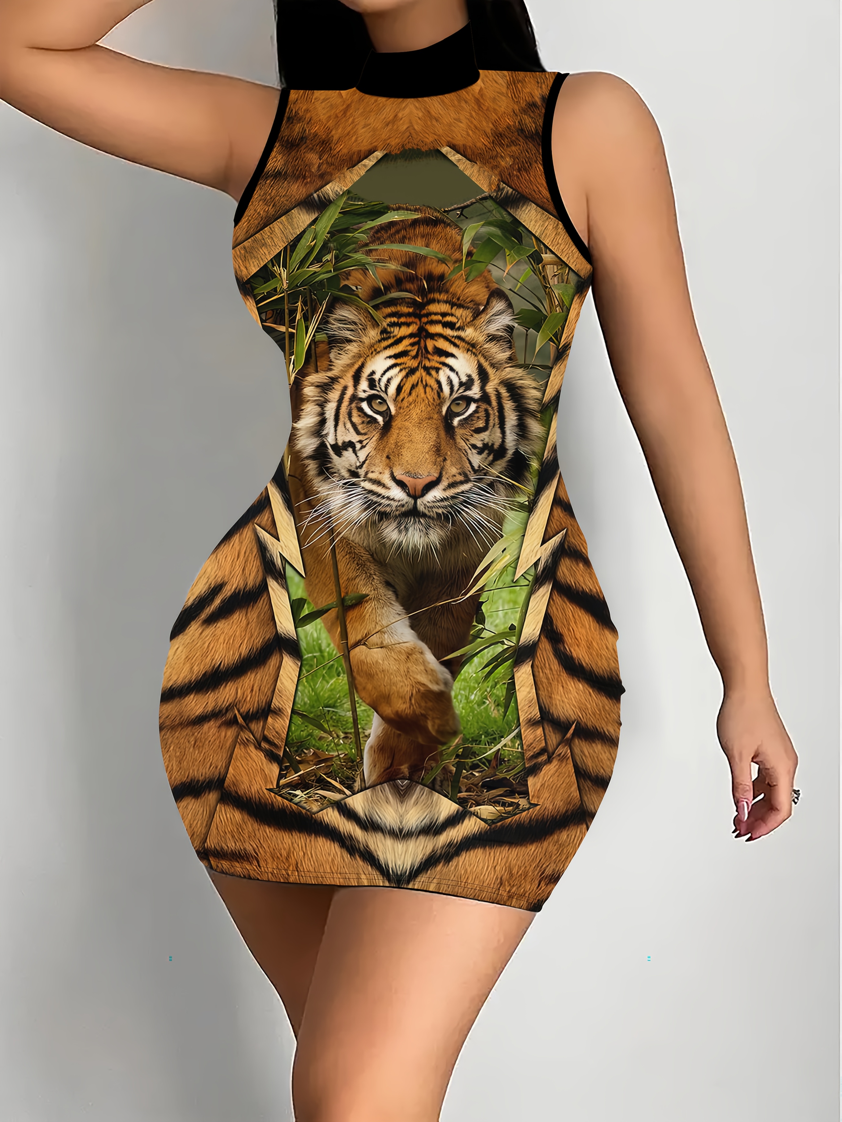 tiger print dress Tiger Print Mini Dress – West Coast Leather