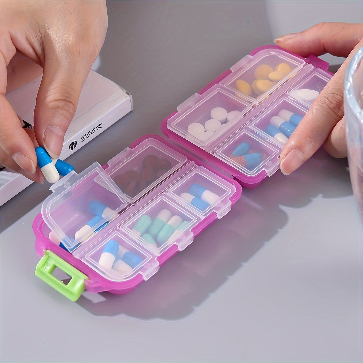 1pc Travel Pill Organizer - 10 Compartments Pill Case, Compact and Portable Pill Box, Perfect for On-The-Go Storage, Pill Holder for Purse