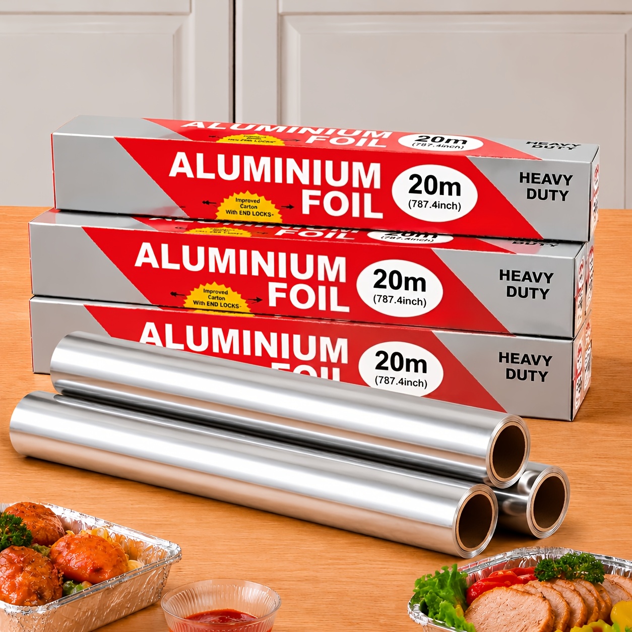 aluminum foil roll extra wide baking sheet oven grill deep fry heat resistant non     commercial   kitchen use disposable grilling essentials for christmas decorations halloween props
