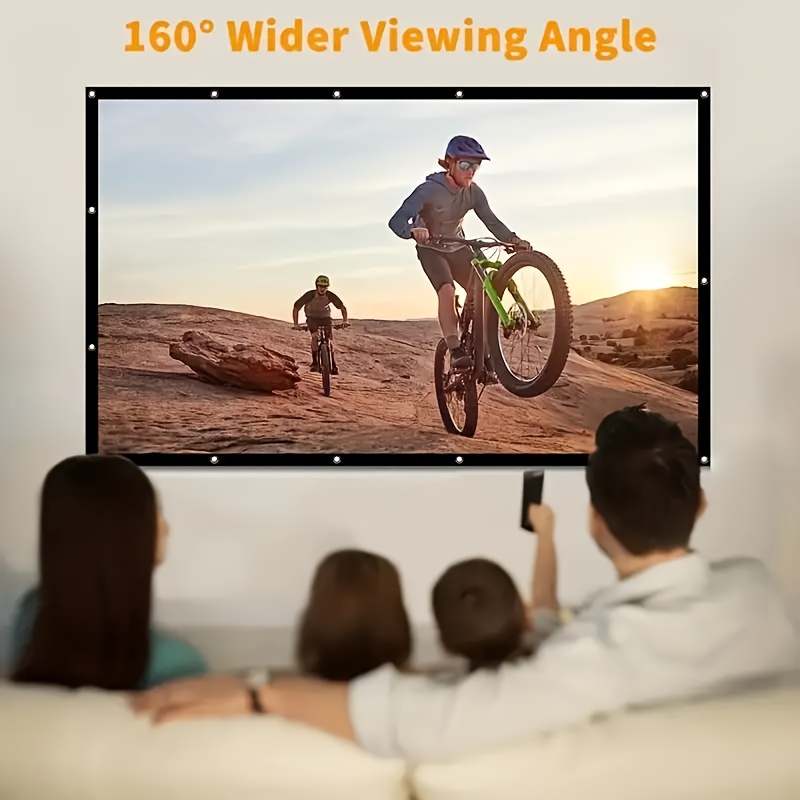 150-инчен 4k ultra-hd 3d пренослив проекциски екран, сооднос на страни 16:9, полиестерско влакно, без брчки и ператлив, вклучува опрема за монтирање и   за складирање Детали за производот 5
