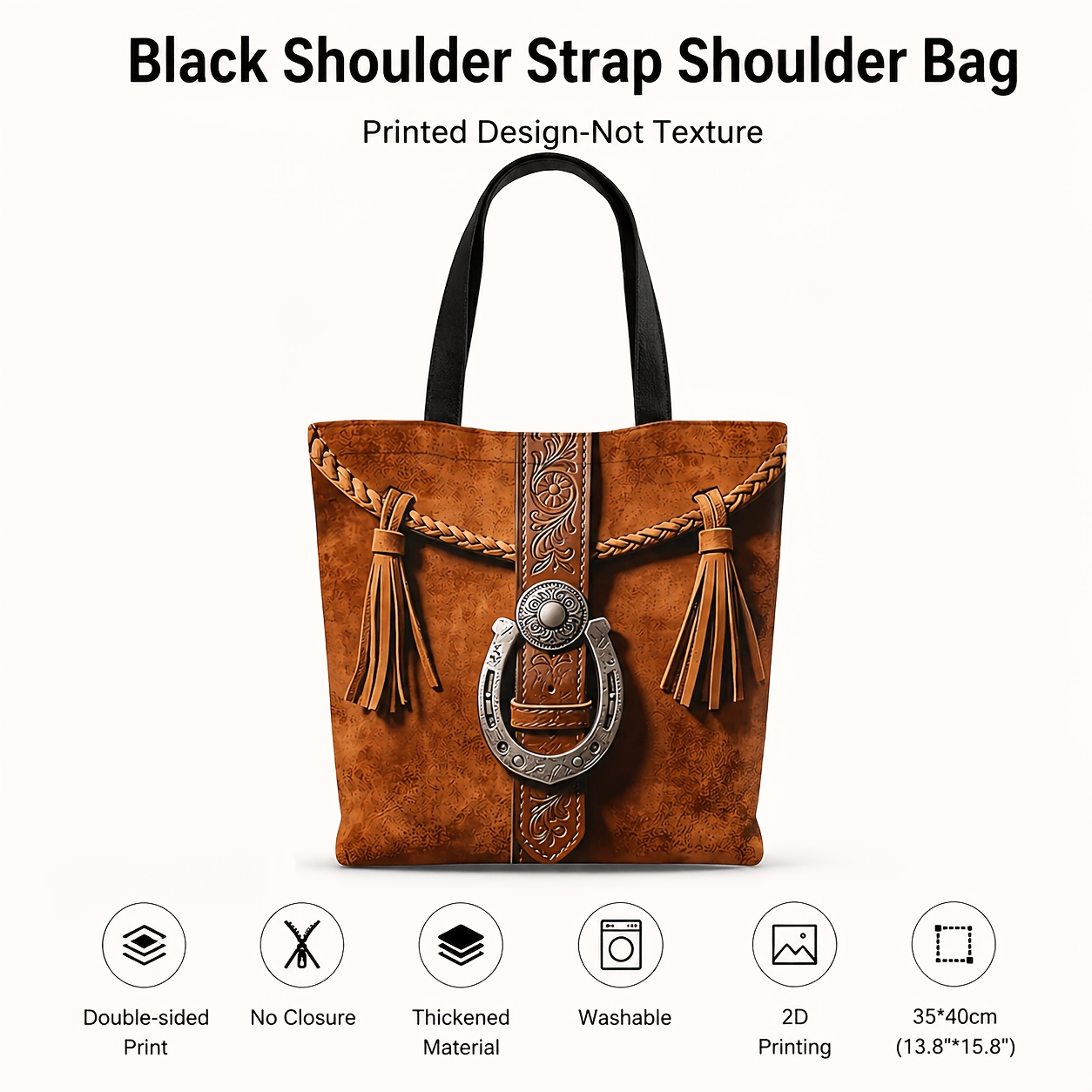 TEMU Printing Design - Non-textured Fabric, 2d Plane Digital Printing Handbag, Large Capacity Shoulder Bag, Women's Leisure Handbag. Suitable For