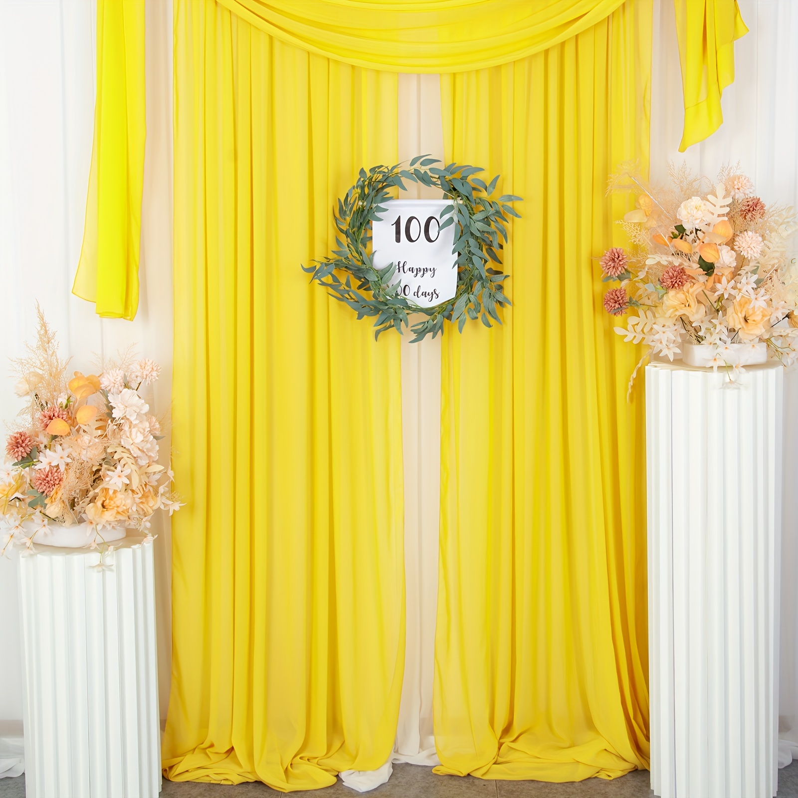 2pcs 5x10ft Wedding Backdrop Curtains Pink - Ice Silk Drapery For Photography & Party Decor