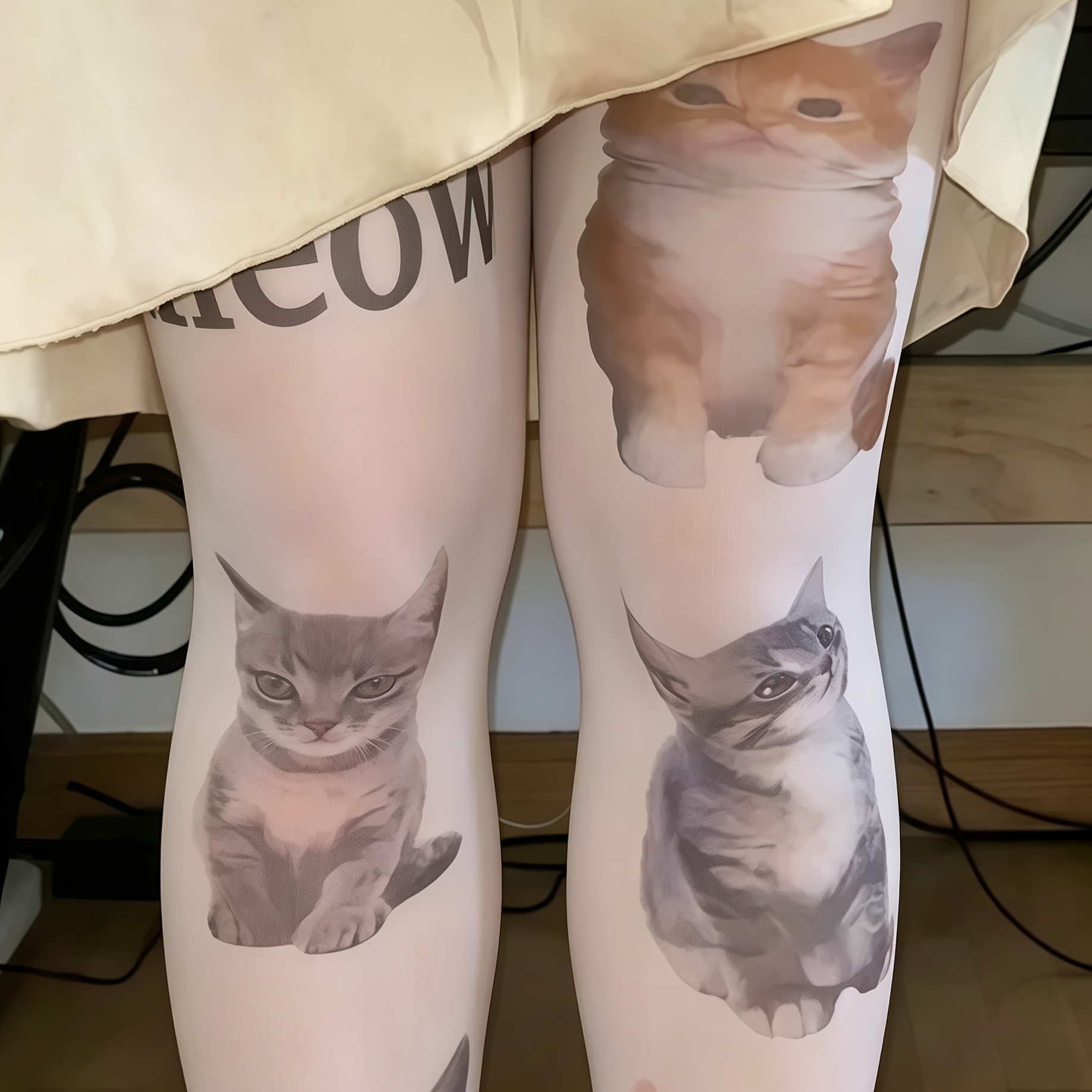 TEMU A Pair Of Women's Cat Print Velvet Tights, Cute And Sexy Y2k Style, Is A Must-have Item For Fashionistas, Perfect For Daily Wear, Dating, And