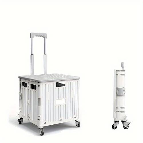 item picture 1pc office folding portable lightweight cart gallon 14 7 gallon portable small trailer plastic travel case outdoor trolley with universal wheels and lid for camping shopping picnics office