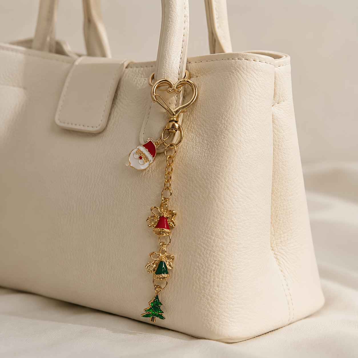 TEMU Key Chain Bag Pendant Multicolor Oil Santa Claus Bell Christmas Tree Long Chain Holiday Gift Decoration Hanging Ornament