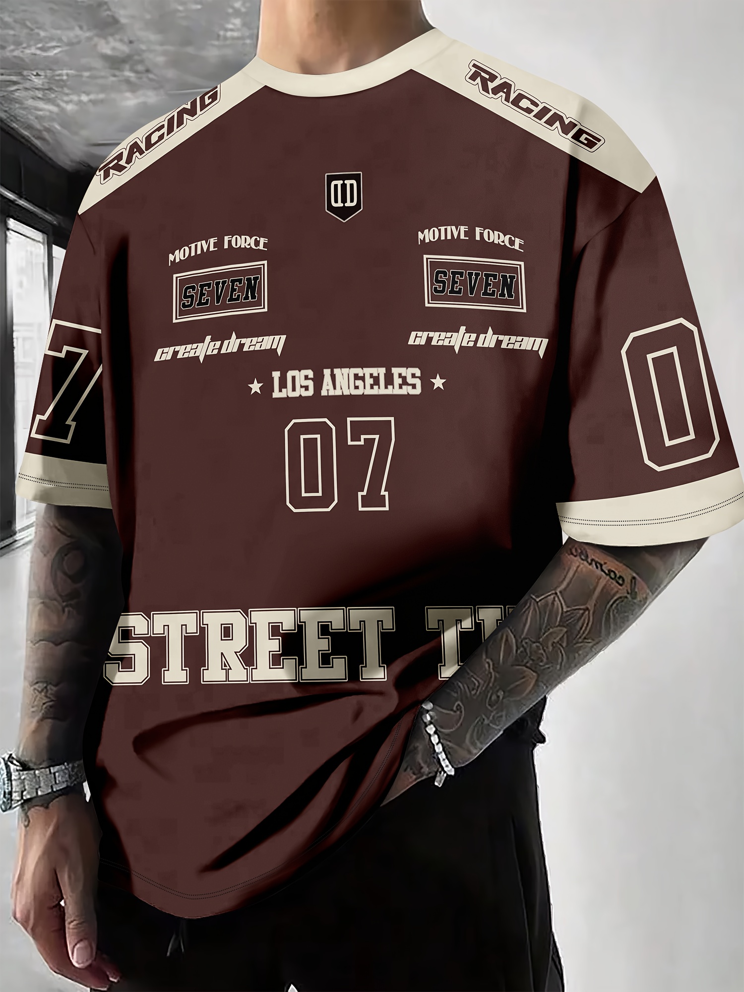 camiseta oversize hombre estampado geométrico 3d diseño Temu Ecuador