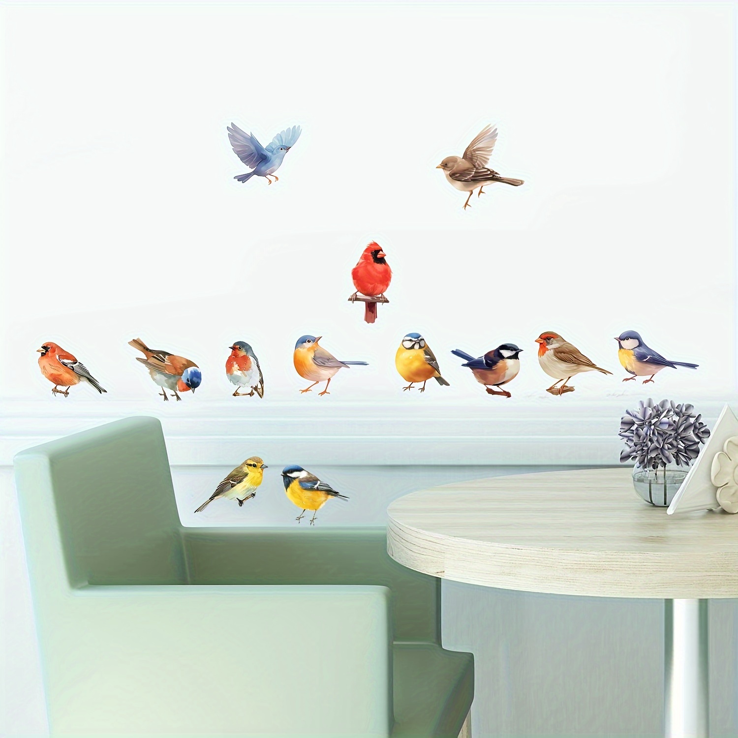 Image of 2pcs Bird Decal Wall Stickers, Window Stickers, Waterproof Removable Art Stickers, For Bathroom Bedroom Living Room Home Decoration