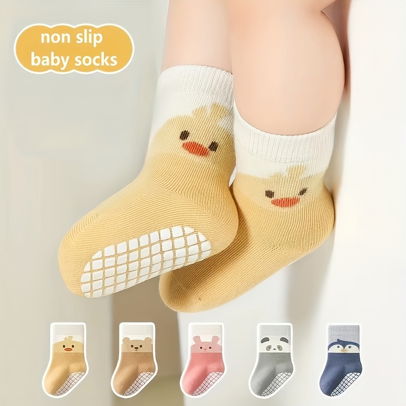 E-shop 5 Paar Baby Bodensocken, Rutschfest, Kühlend, Geeignet für alle Jahreszeiten, Niedliche Cartoon Indoor Bodensocken für Kleinkinder