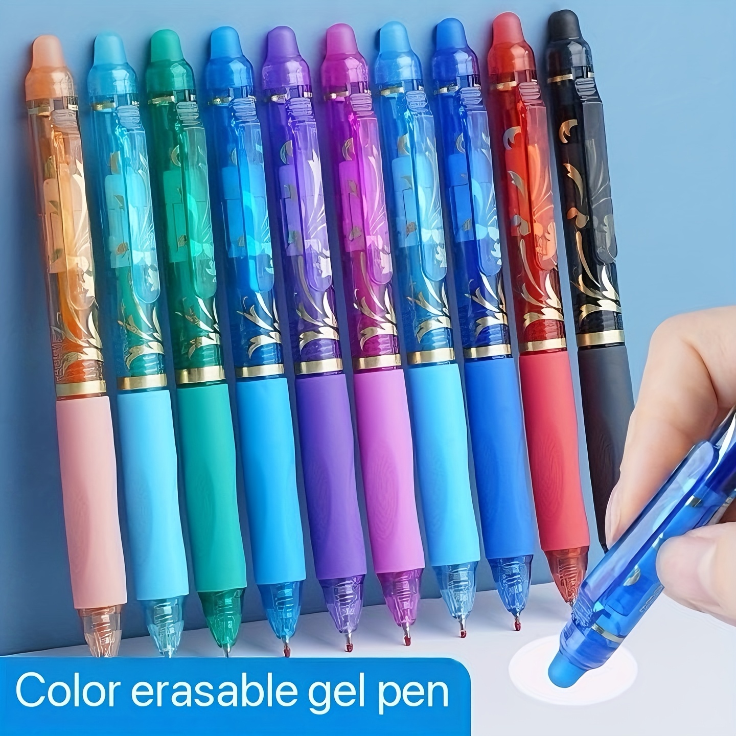 

10-pack Assorted Colors Erasable Gel Pen Set, 0.5mm , Retractable Plastic Pens With Built-in Eraser, Ideal For Office And School Supplies