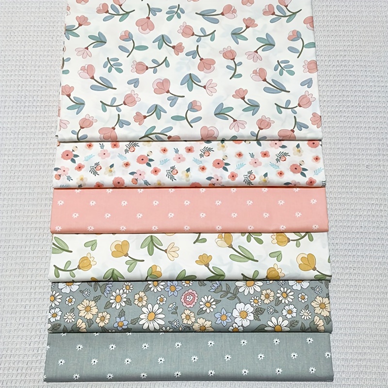 

6pcs Cotton Calico Fabric Squares, Floral Patterns, Patchwork Quilting Sewing Materials For Diy Crafts Handmade Projects