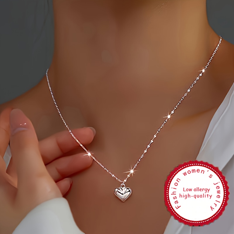 

Elegant Sterling Heart Charm Necklace - Luxurious & Sophisticated Style For , High-quality , Romantic