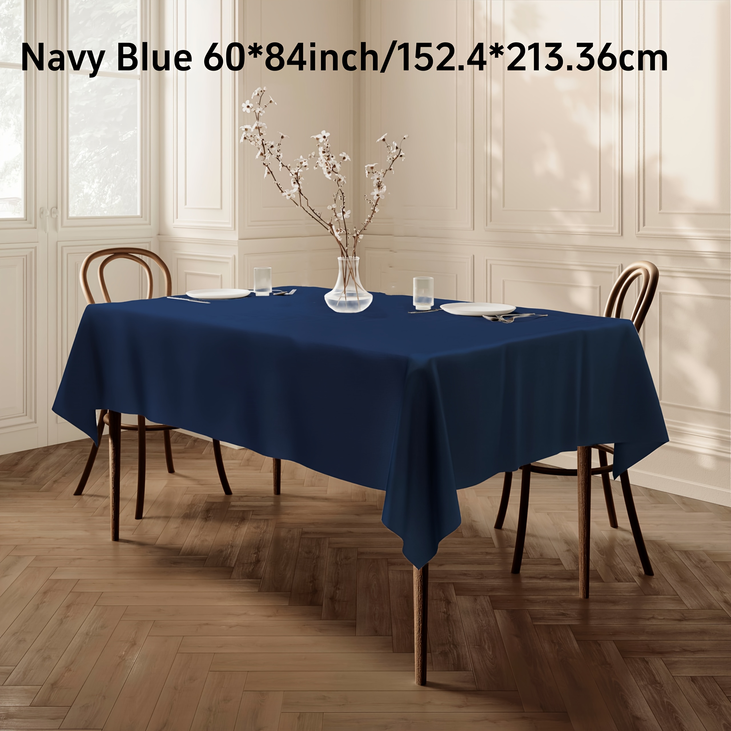 1 Pack Rectangle Tablecloth, 60 X 84 Inch Navy Blue Tablecloth Polyester Tablecloth For 6 Ft Rectangle Tables, Washable Fabric Table Covers For Wedding, Restaurant, Party, 110gsm