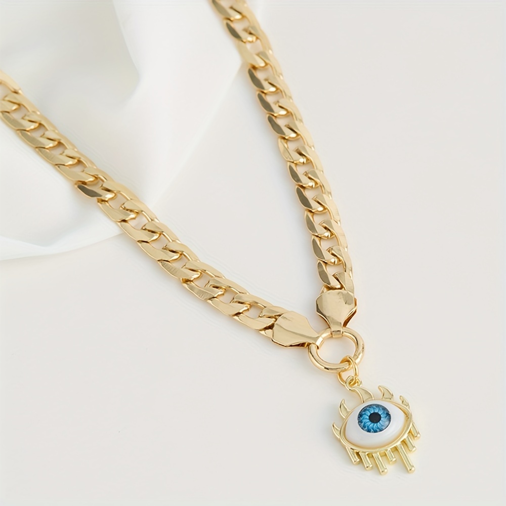 Trendy Double Layer Stackable Devil Eye Shaped Pendant Necklace
