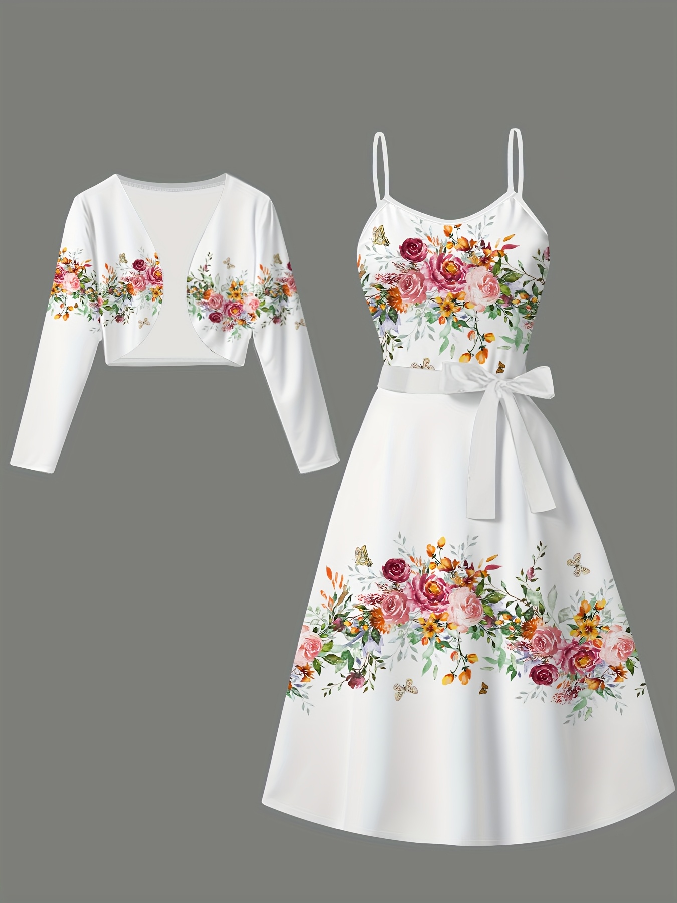 elegant women's long sleeve cropped jacket belt cami Temu