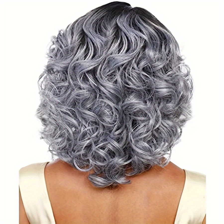 

Chic Women's Short Gray Curly Wig - Heat-resistant Synthetic Hair, Waves, Ideal For Daily Use & Themed Parties, Hair Wig