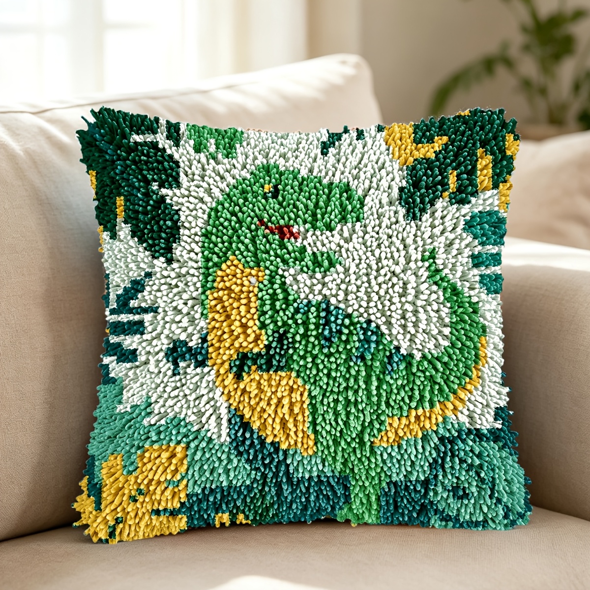 Latch Hook Kit with Cartoon Dinosaurs Printed Pattern