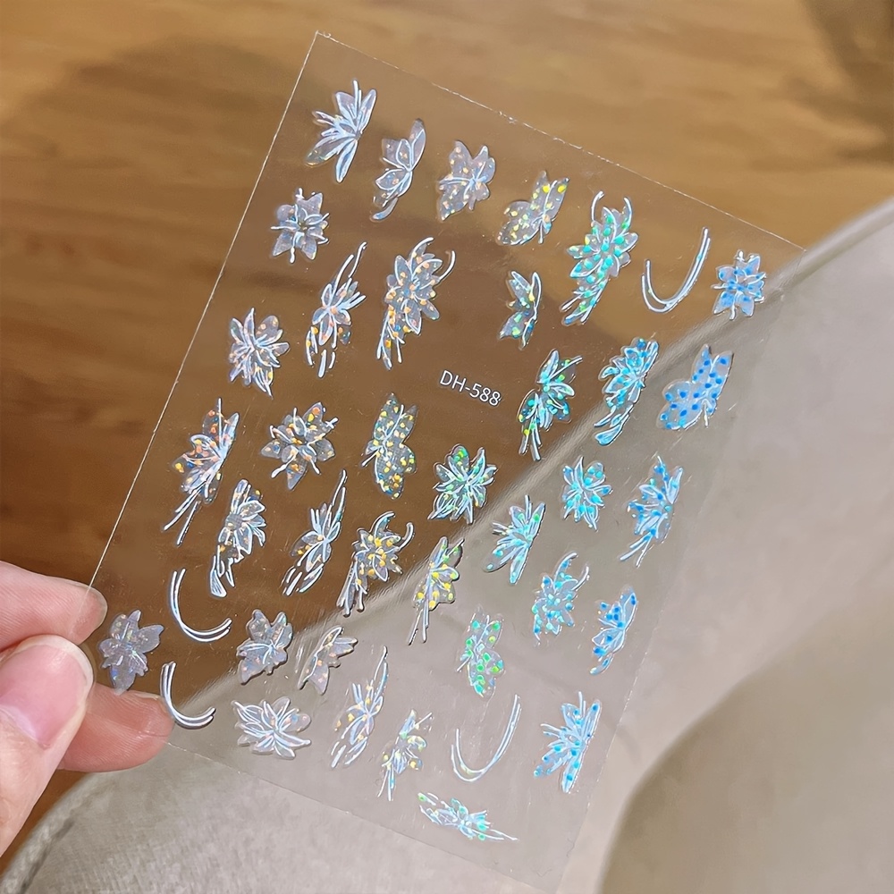 2 Sheets of Elegant Magnolia 3D Nail Stickers