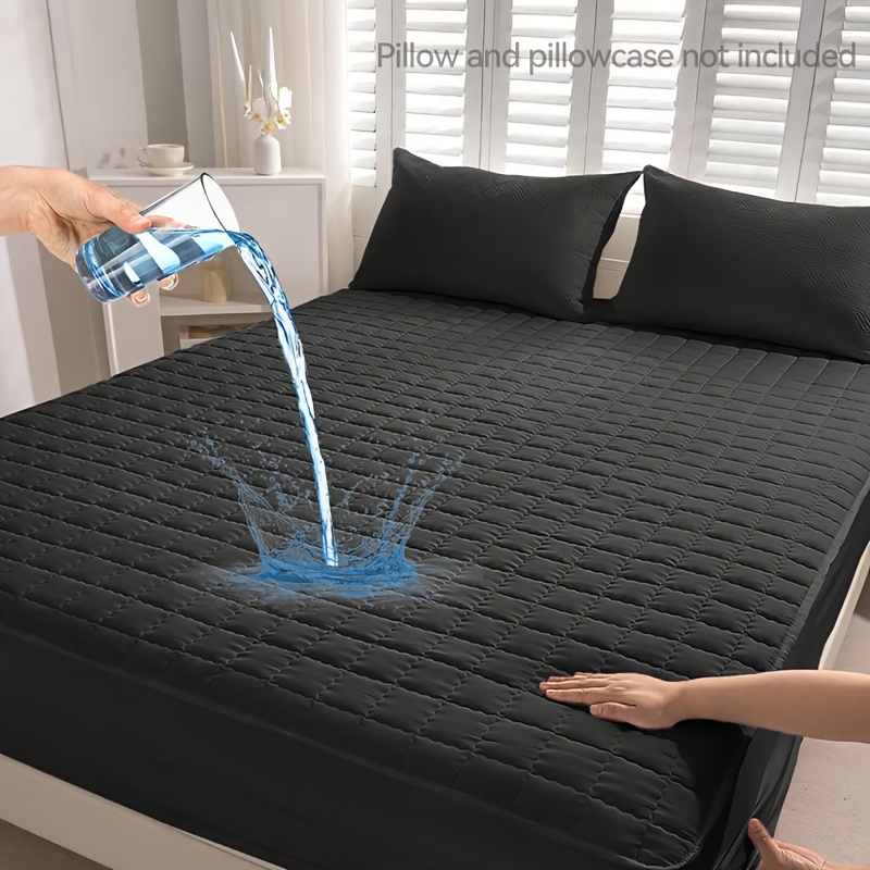 1 waterproof mattress protector reusable   solid quilted geometric stitching design thickened durable fabric suitable for dorms   and hotels machine washable mattress waterproof camping essentials modern bed cover