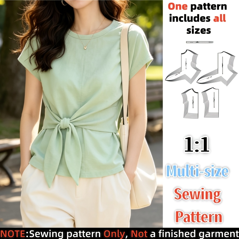 TEMU Sewing Paper Pattern: Versatile Side-tie Top. Design, Meeting Multi-scene And Age Group Needs, 1:1 Real Object Paper Cutting Template, Easy