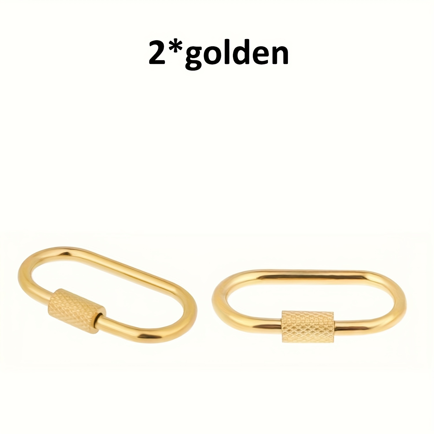 2pcs Mini Locking Carabiner Screw Clasp Brass Oval Keychain Stainless Steel Simple Metal Keyring Hook