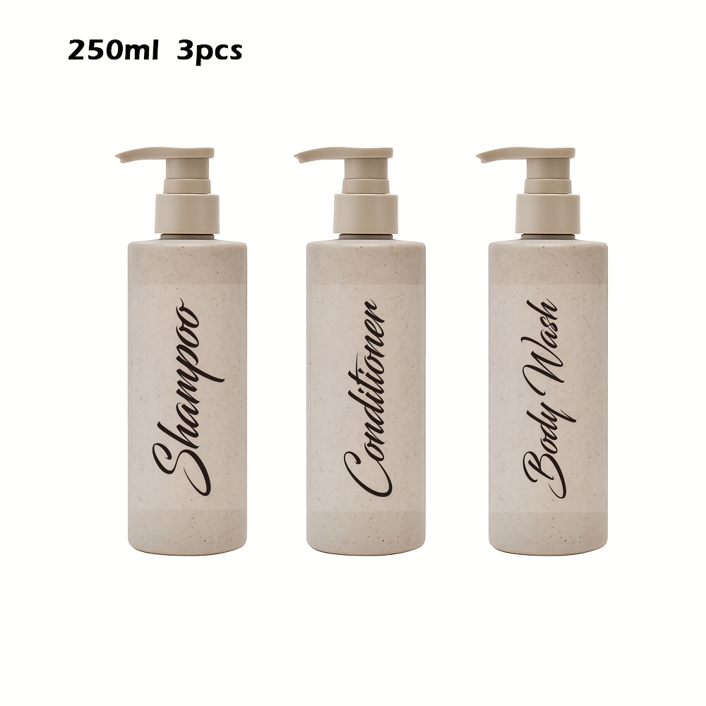 TEMU A Set Of 3, 250ml Bathroom Soap Dispenser Refillable - Shampoo, Conditioner, Body Lotion, Pump Refillable Dispenser Bottle, Travel Dispenser