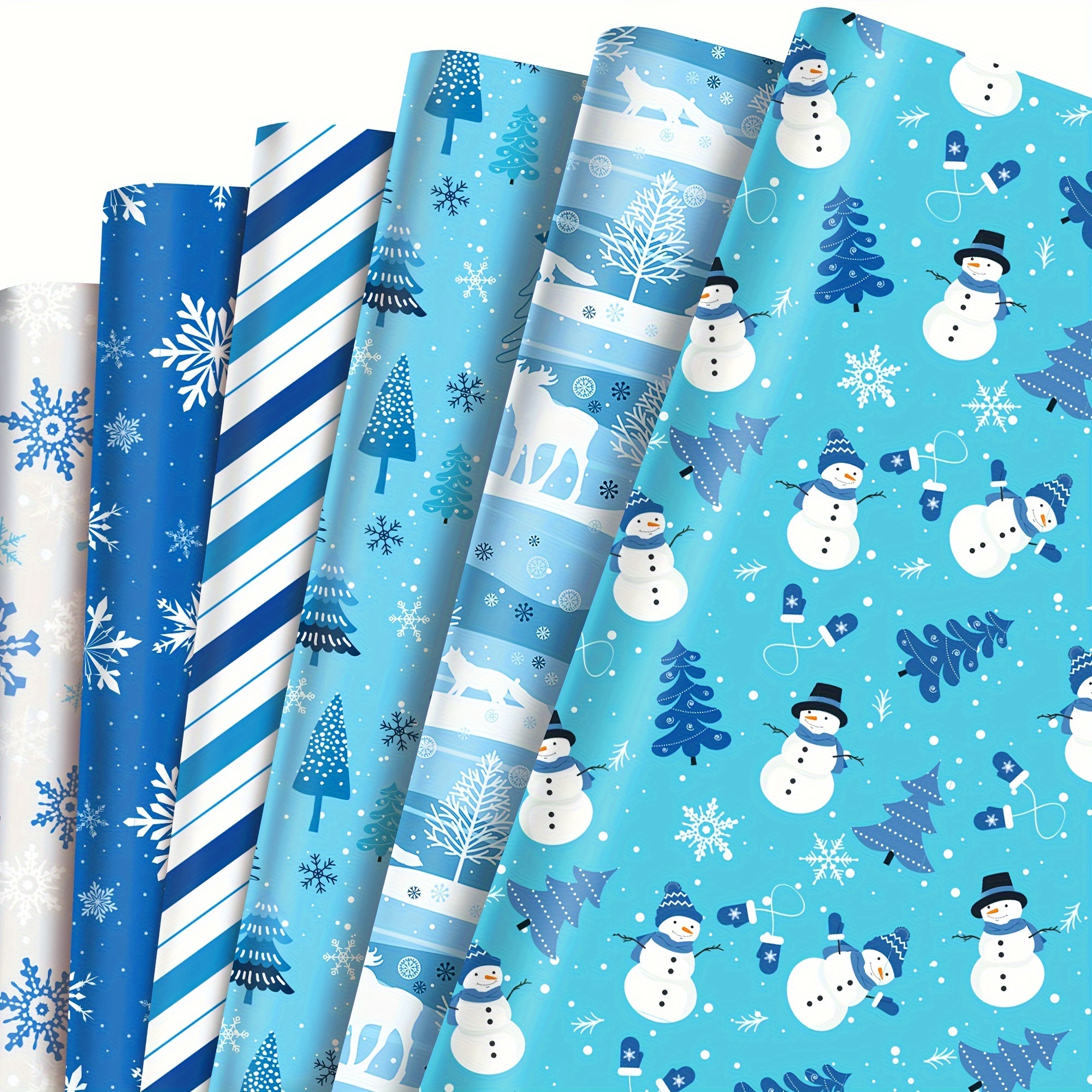 

6pcs Premium Christmas Gift Wrap With Snowman & Reindeer Designs – High-quality Holiday Wrapping Paper For Presents