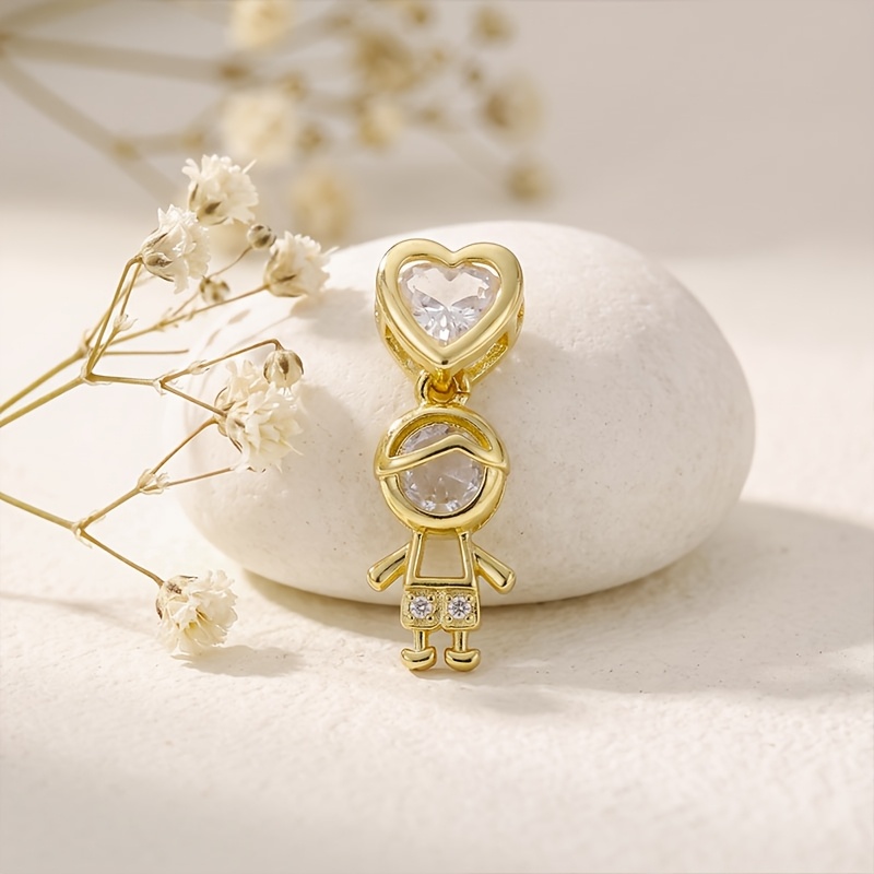Women's Copper Heart Pendant with 18K Gold Plating & Zircon