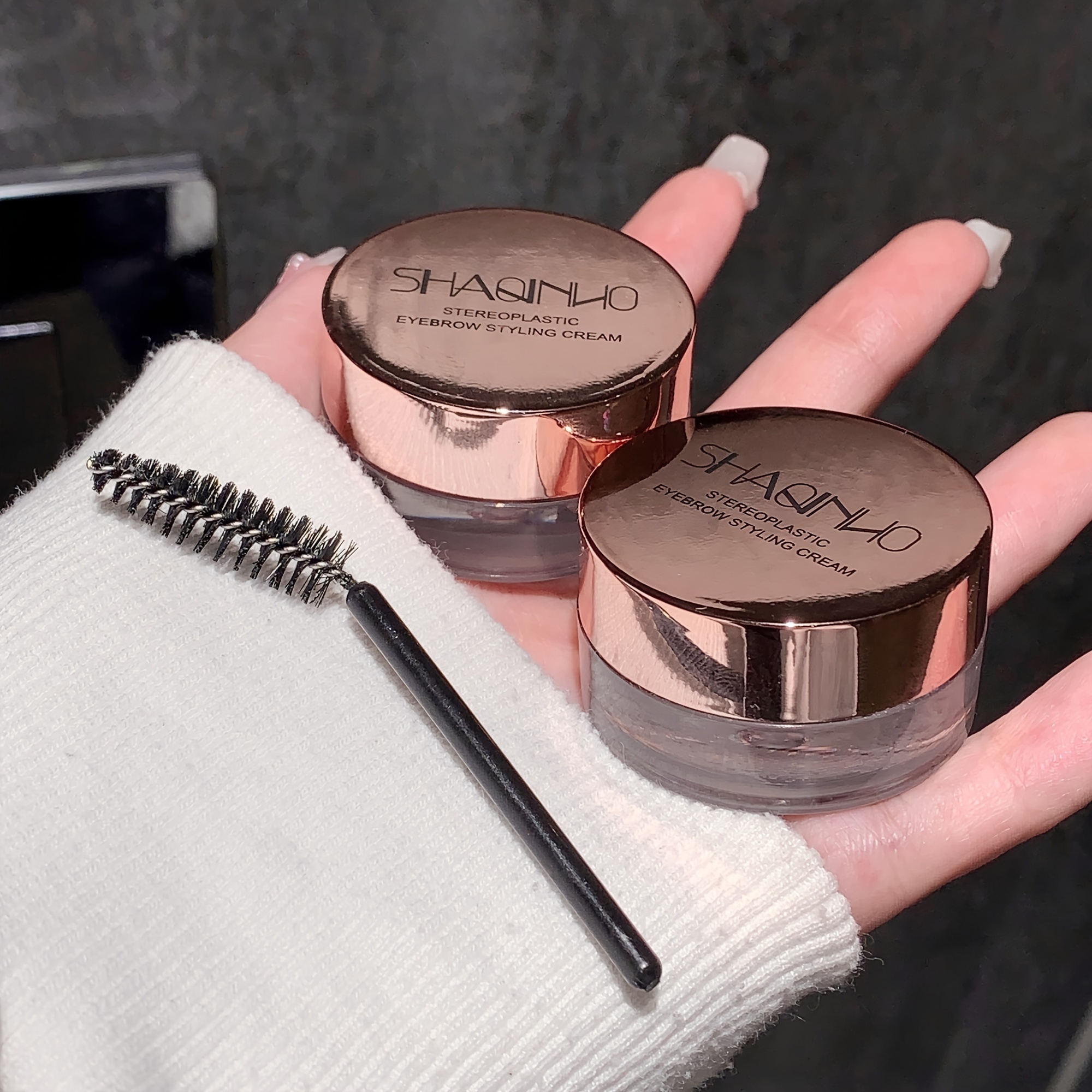 2pcs Set - Eyebrow Styling Pomade - Long-lasting Waterproof Quick-dry Eyebrow Glue - Long-lasting Hold Eyebrow Gel For Hairs