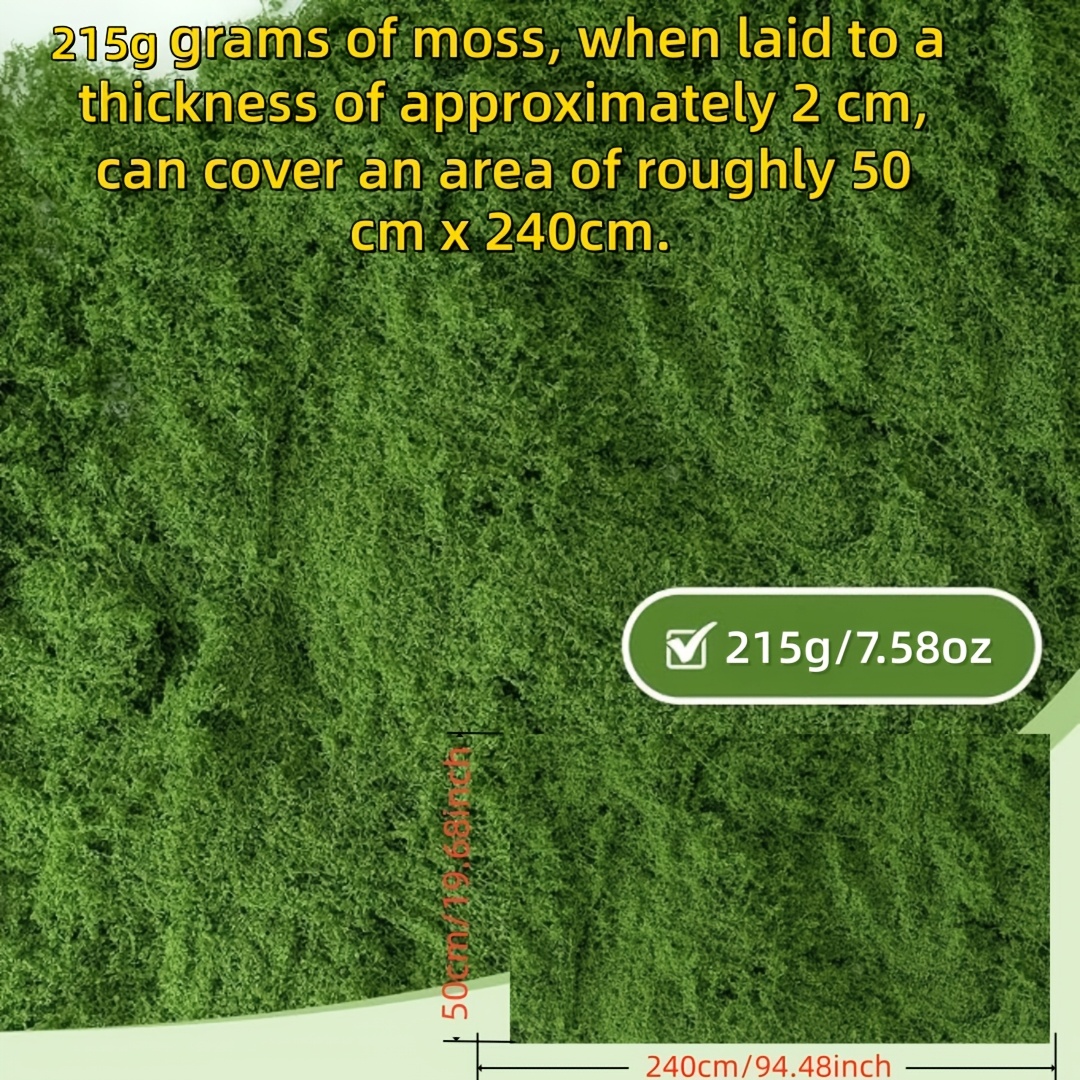 TEMU 215g Large Artificial Moss Mat, Easy-to-cut Plastic Moss For Landscape Decoration, Green , Ideal For Large Spaces/artificial Leaves -