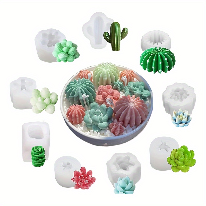 

8pcs Succulent Plant Silicone Molds, Flower Resin Molds, Silicone Candle Molds. 3d Cactus Candle Molds Silicone For Aromatherapy Candle Soap Making, Wax, Resin Casting, Soap Cake Dessert Mousse Molds
