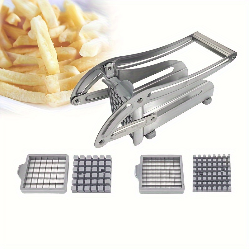 1pc stainless steel french fry cutter manual potato slicer with replaceable blades ergonomic non slip handle easy to clean kitchen gadget for   details 2