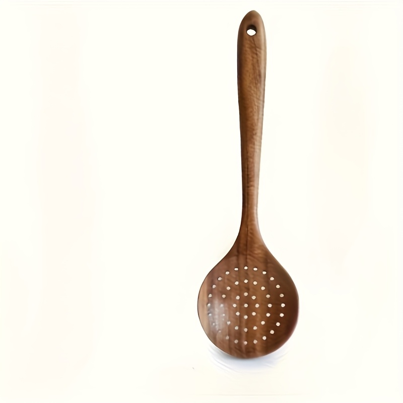 Image of Wooden Colander, Meat Turner Acacia Wood, Wooden Utensils, Kitchen Strainer Spoon, Long Handle Spatula With Natural Wood Turners, Acacia Wood Accessories