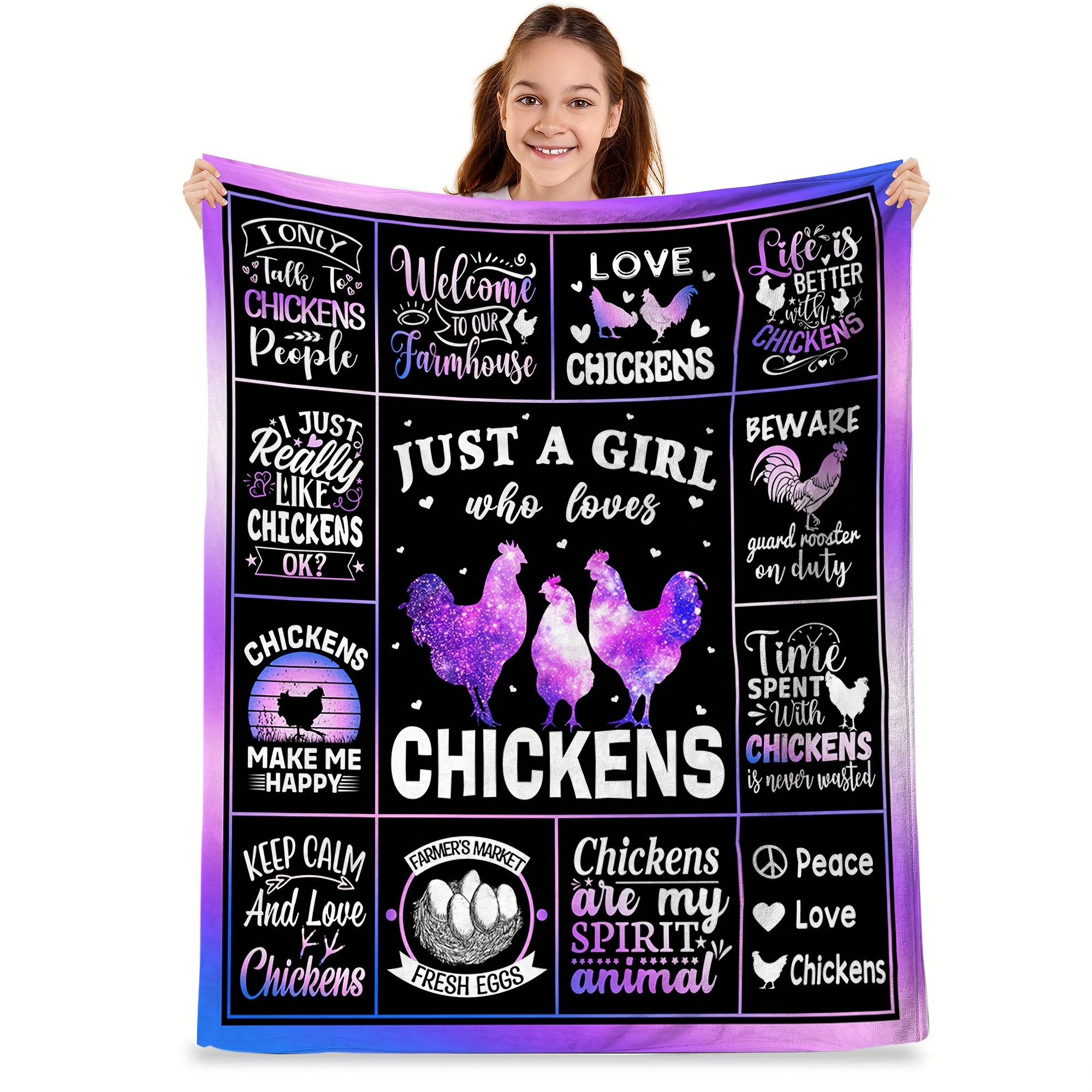 

Chickens Blanket Gifts, For Girls, Just A Girl Who Loves Chickens, Lovers, Chickens Party Decorations Blanket 40"x50