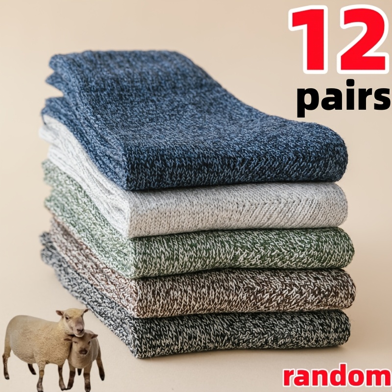 TEMU 12-pair Men's Outdoor Cold-resistant Socks, Thick And Breathable With A Random Mix Of Versatile Styles. A Thick-knit Technique To Warm Without