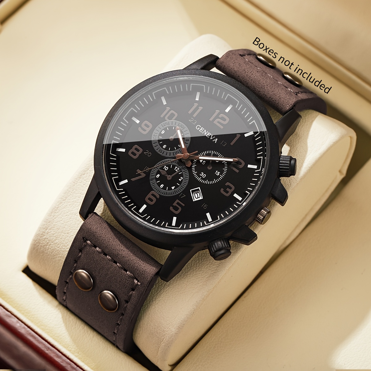 1pc *'S Gift Watch, Elegant And * Watch, Three-Eye Dial, Trendy And Versatile Quartz Wristwatch, Gift for Boyfriend, Watch Box Not Included
