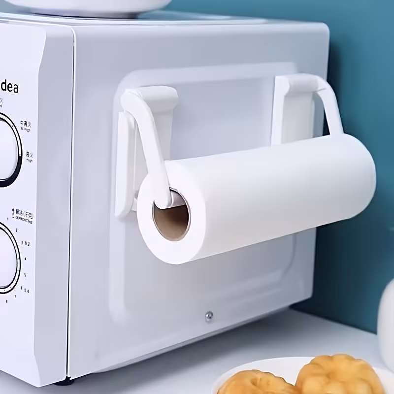 1 space saving adjustable kitchen magnetic paper towel holder wall mounted no drilling required strong magnet fits 99 of paper towel rolls refrigerators and microwaves fridge organizer minimalist storage strong magnetic Product details 5
