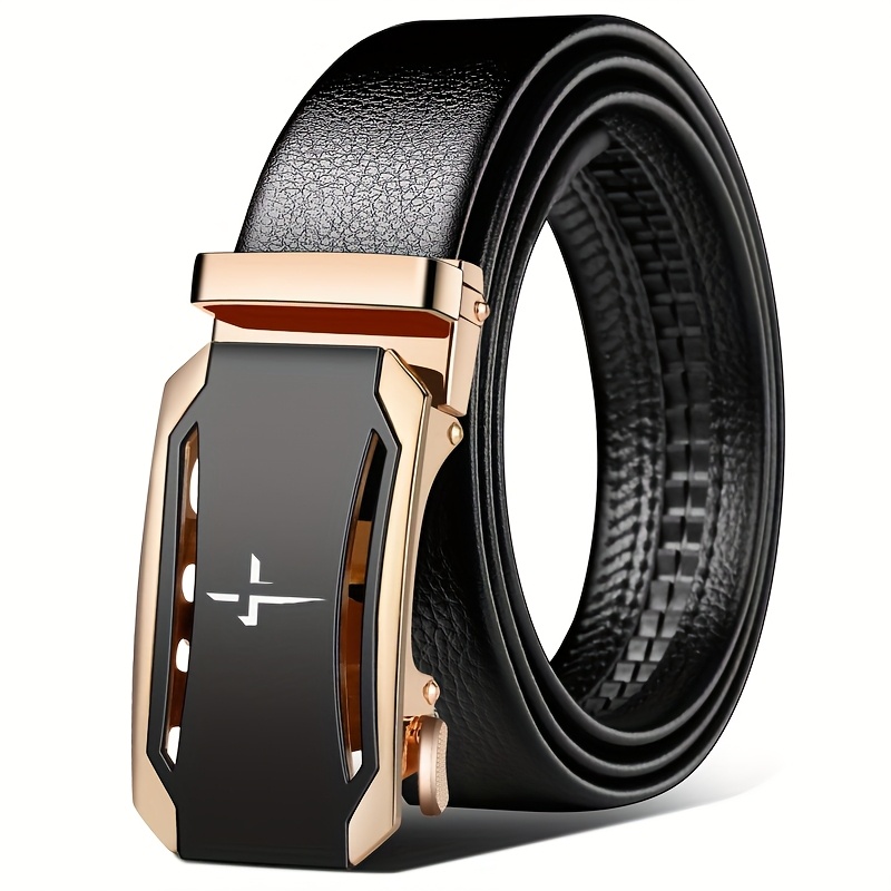 TEMU 남성용 크로스 패턴 벨트, 합금 자동 버클 가죽 벨트, 비즈니스, 캐주얼, 아웃도어 착용에 완벽한 패셔너블한 선물