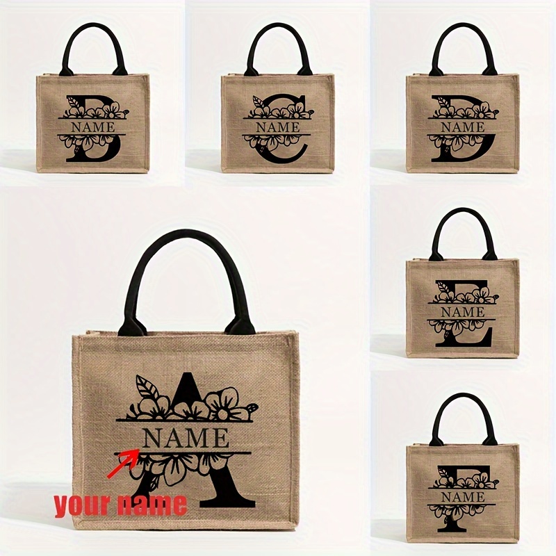 

1pc Cosmetic Bag A-z Pattern Shopping Large Personalized Canvas Beach Bag Tote Bag For Women