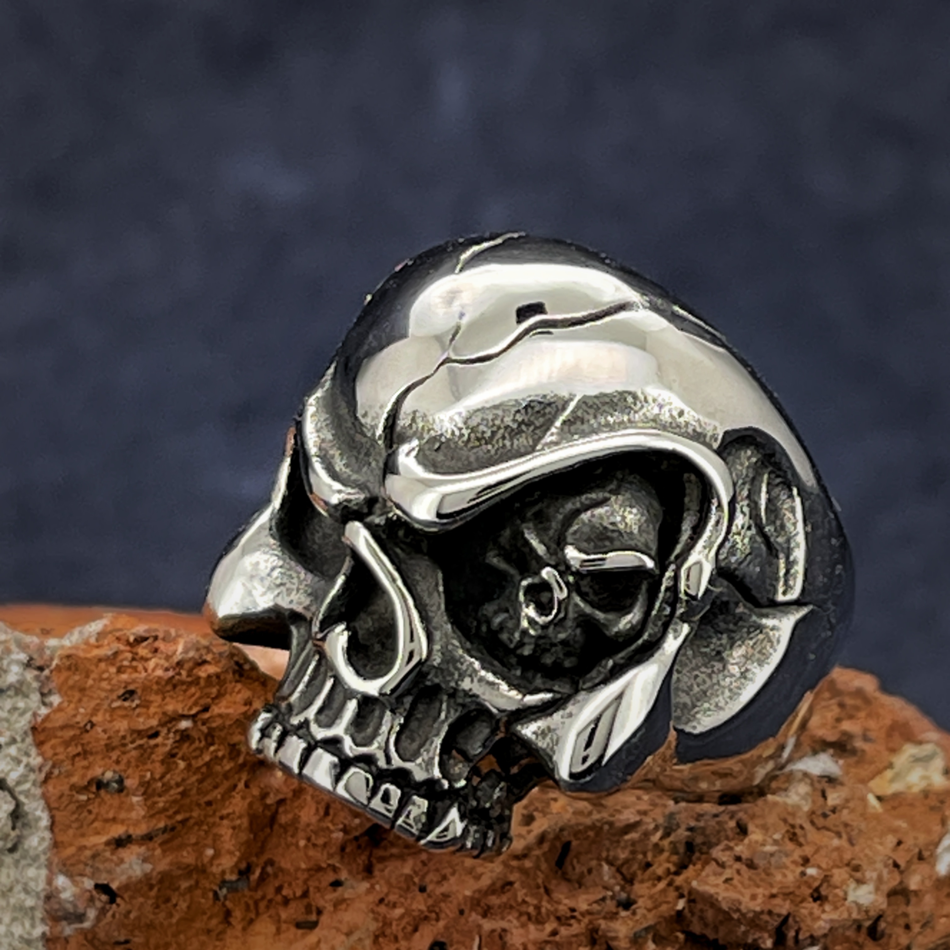 Double Skull Men's Rings, Vintage Rings