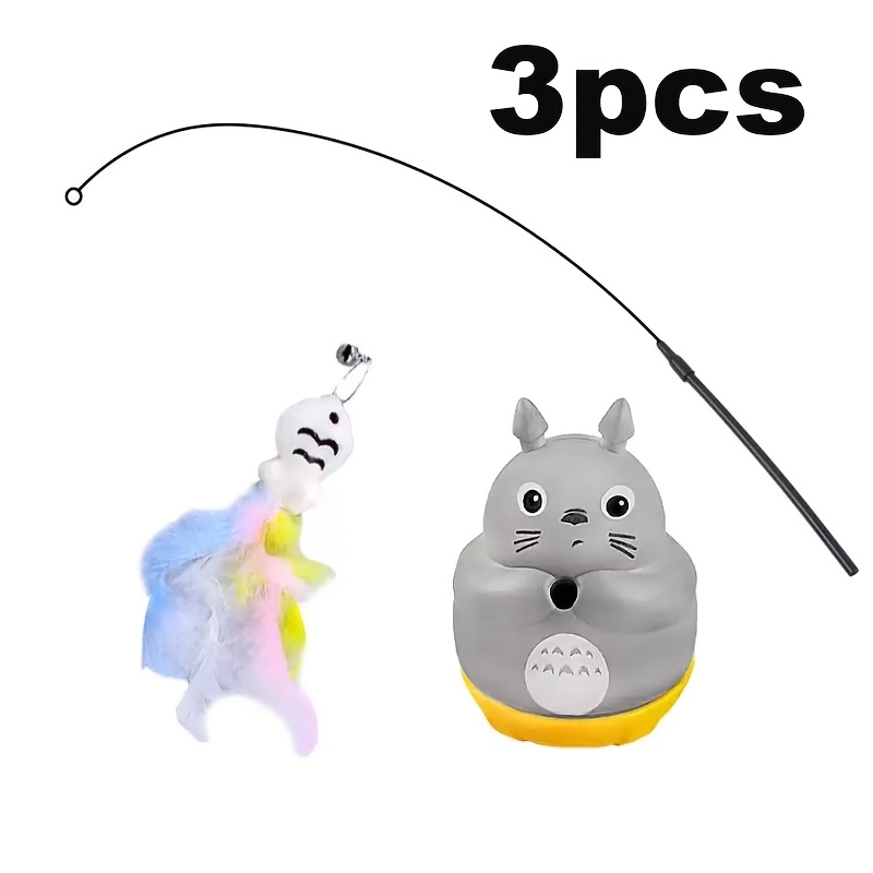 TEMU 360-degree Rotating Automatic Cat Teaser, With Wire Rod And Feather Bell, Let Cats Enjoy Interactive Fun While Playing, Exquisite Cute Rotating