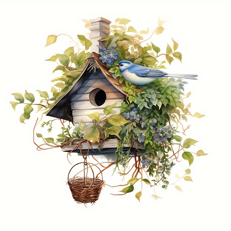 Image of 1pc Of Green Leaf Nest Sticker, Home Decor For Bedroom, Hallway, Living Room Background Decoration, Self-adhesive Wall Decal