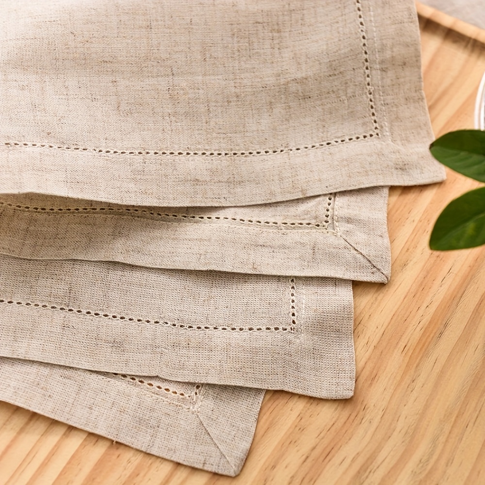 4pcs 45x45cm Khaki Linen Dinner Napkins, Wedding And Cocktail Napkins, Gift Napkins, Machine Washable