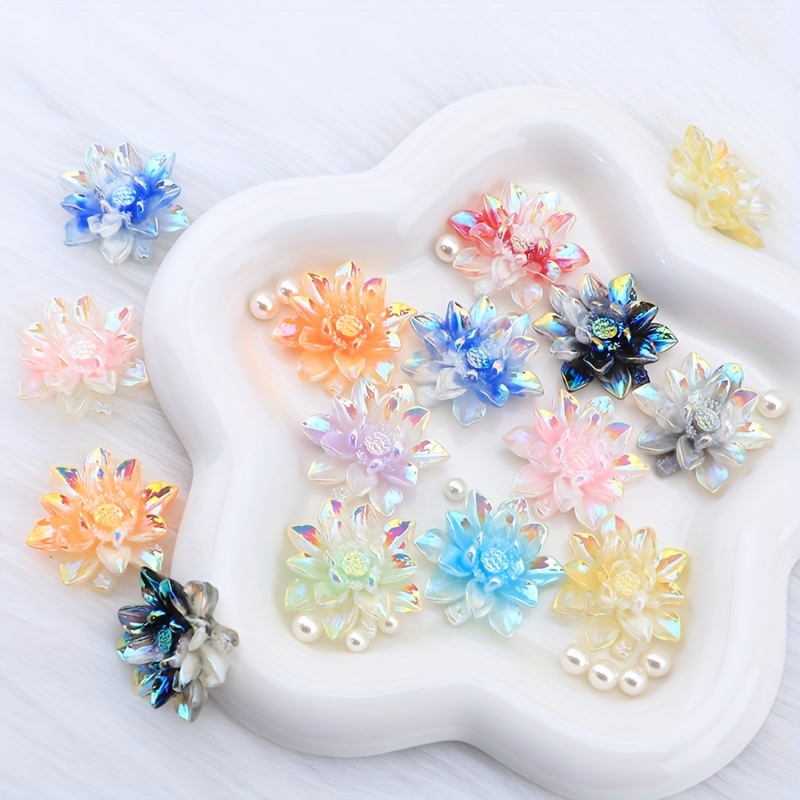 

44pcs Resin Luminous Sunflower Handmade Diy Phone Case Headwear Hairpin Brooch Accessories Materials Wholesale