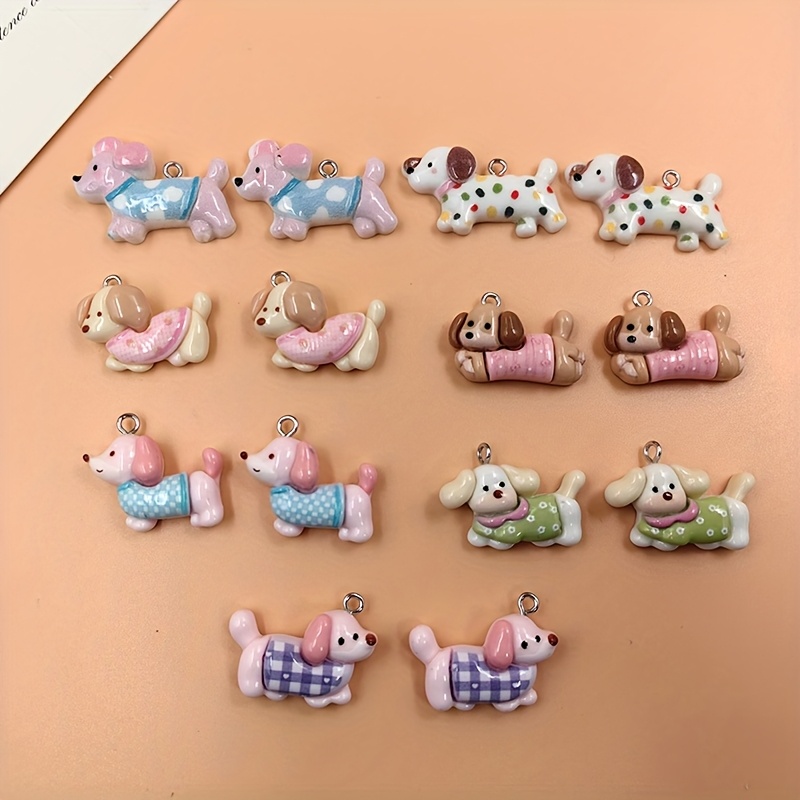 E-shop 14-tlg. niedliche Welpen-Anhänger für Schmuckherstellung, Kawaii-Anhänger mit kleinen Tieren, DIY-Ohrringe