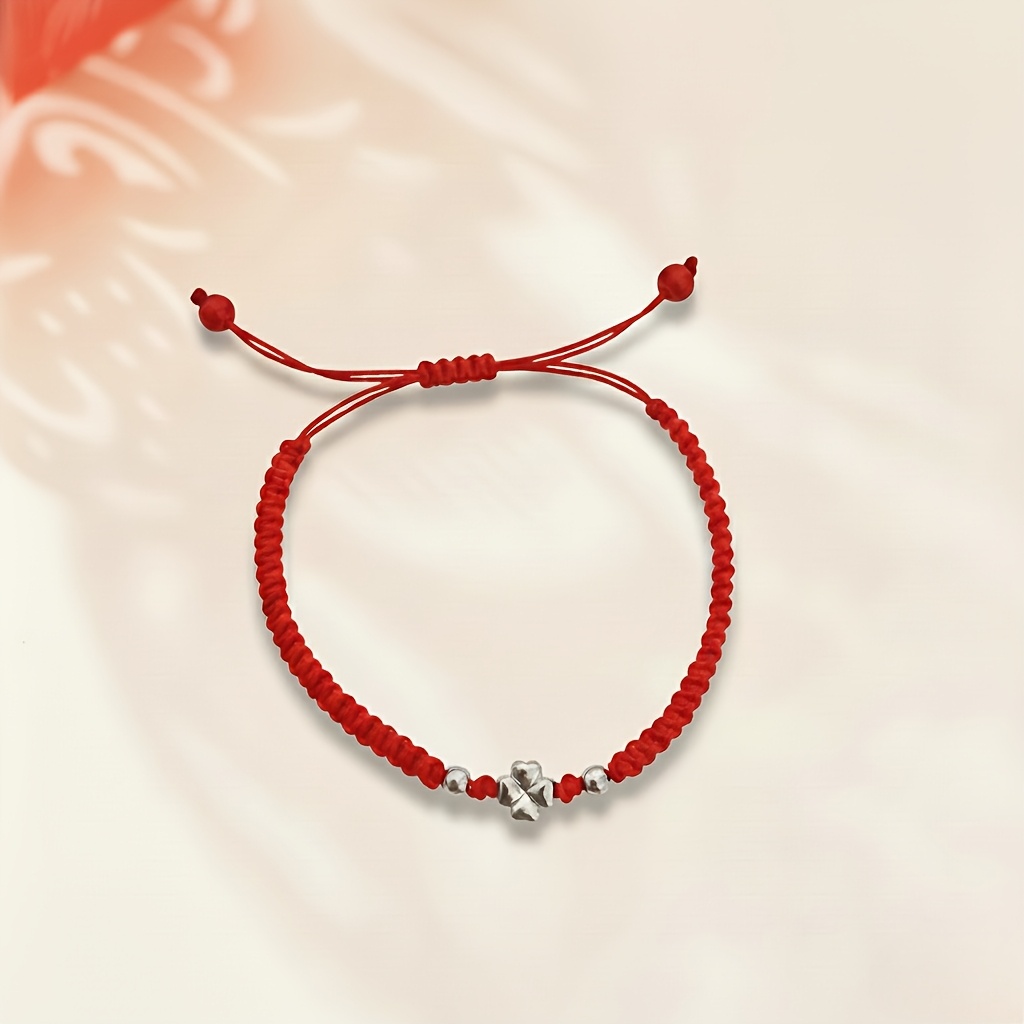Clover Knit Red Thread Bracelet Couple Best Friend Bracelet Valentine's Day Gift