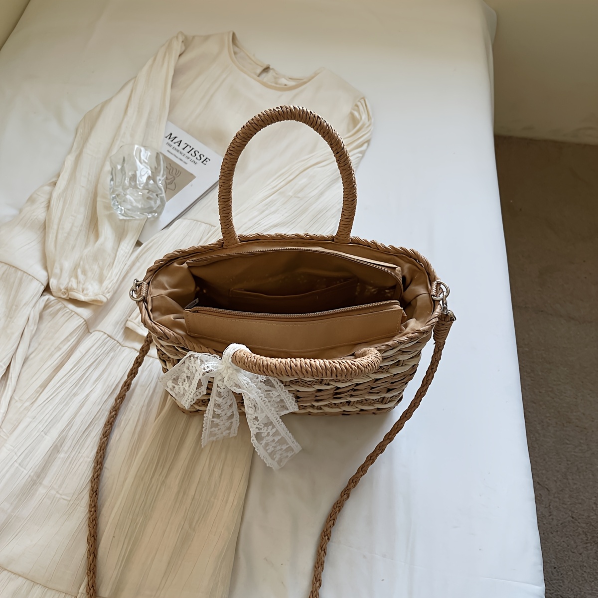 elegant summer woven beach tote bag detachable shoulder Temu Ireland