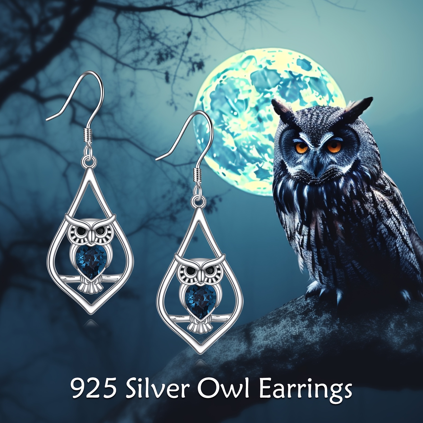 elegant 925 sterling   dangle earrings for women cute animal jewelry with blue gemstone accents perfect gift for mothers day or graduation everyday jewelry elegant dangle earrings synthetic stone earrings Product details 0