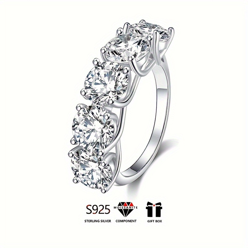 

925 Silver Moissanite Wedding Ring Niche Design Elegant Finger Ring Jewelry With Gift Box