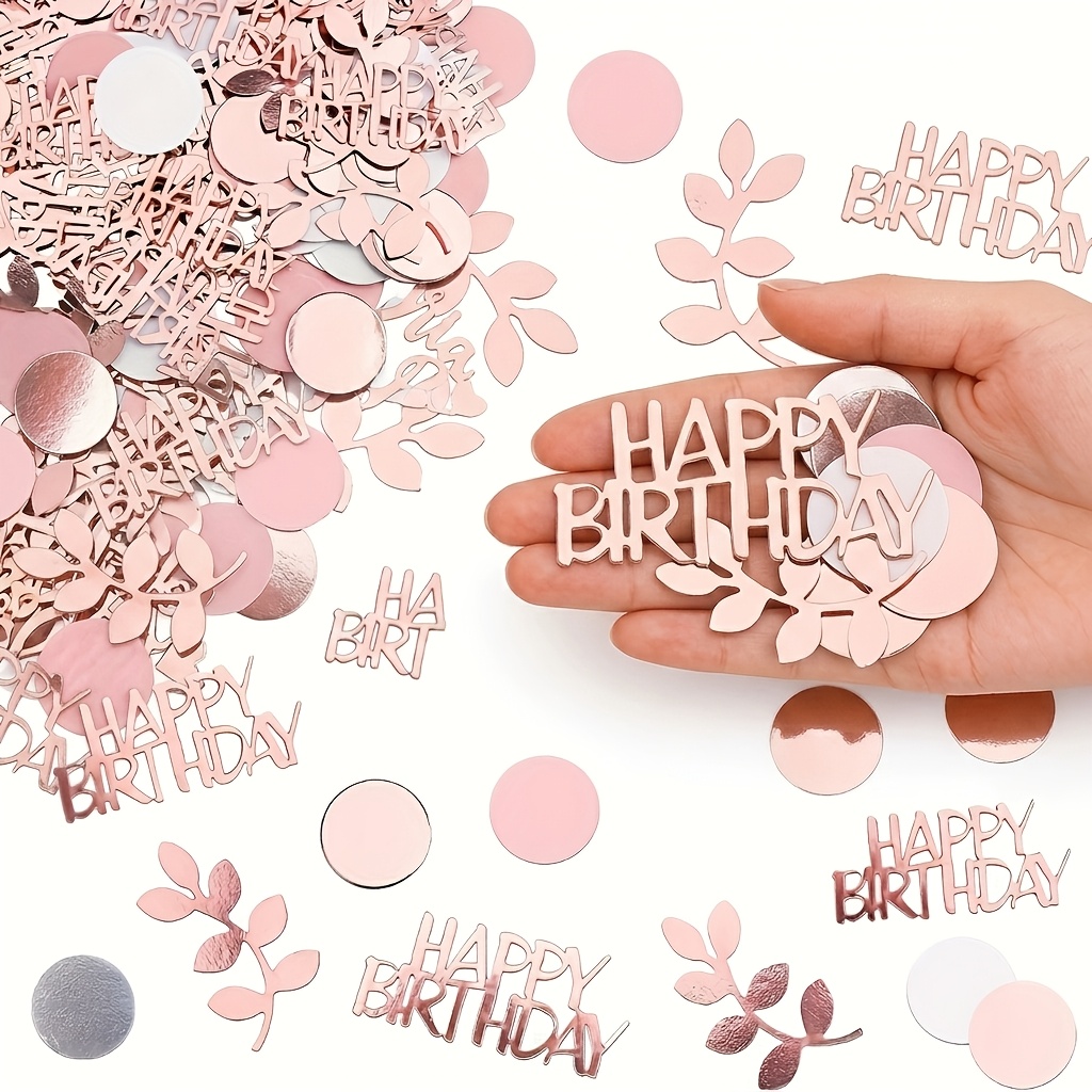 TEMU 70 piezas de rosa para fiestas de , , decoraciones de baby shower - Esparcido de mesa multicolor con lentejuelas redondas , hoja y letra, de