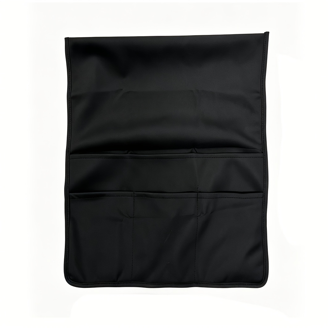 TEMU 1pc Black Airplane Seat Back Organizer Bag, 4-pocket Multi-functional Airline Tray Table Cover, Plane Tray Cover Phone Cup Storage Hanging Bag